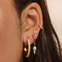 Load image into Gallery viewer, Soul Protector Medium Shell Hoop Earrings - GOLD