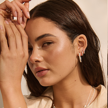 Load image into Gallery viewer, Soul Protector Medium Shell Hoop Earrings - SILVER