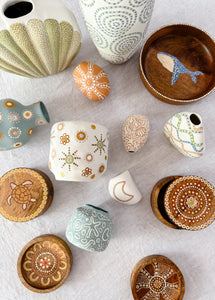 Seashells Vessel - Mini - Soft Blue/White