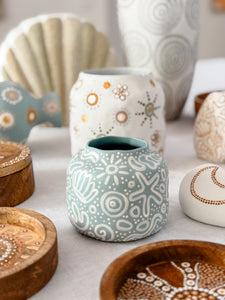 Seashells Vessel - Mini - Soft Blue/White