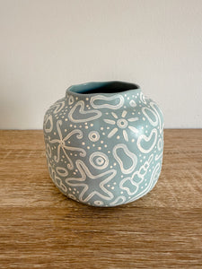 Seashells Vessel - Mini - Soft Blue/White