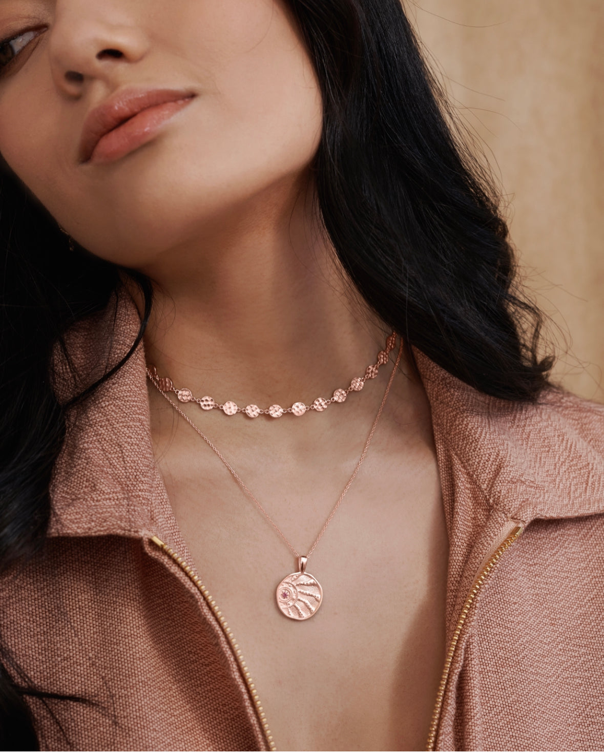 Rose gold sun necklace shop