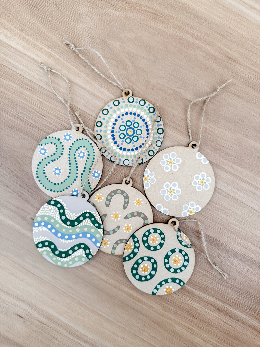 Wooden Baubles - Coastal - Set of 6
