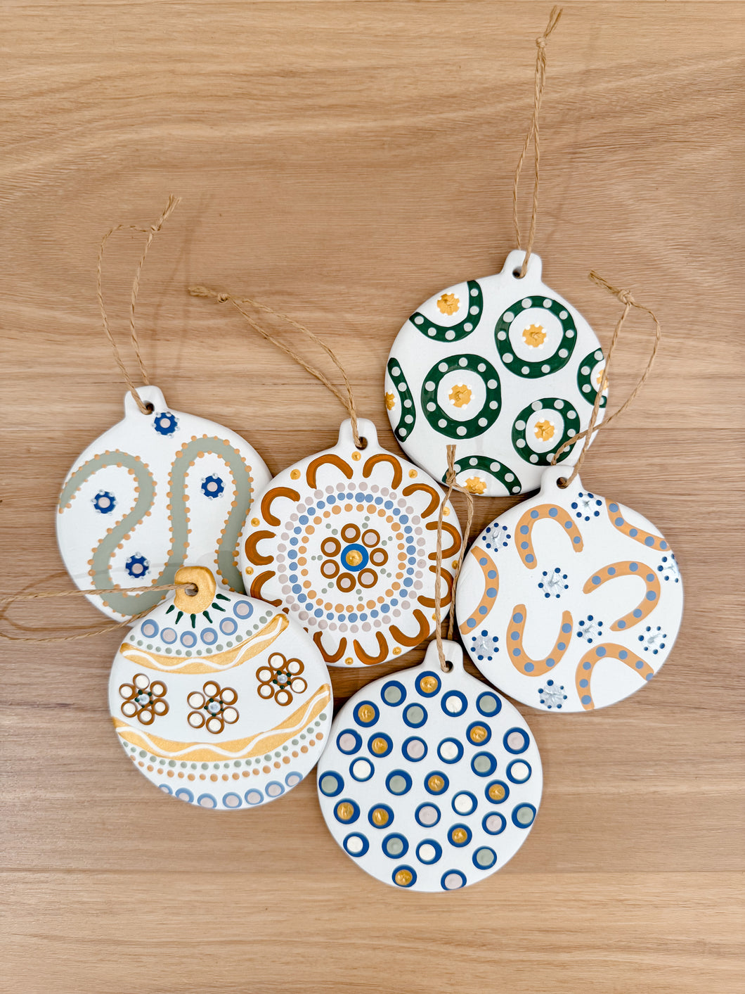 Ceramic Baubles - Round - Coastal - Set of 6
