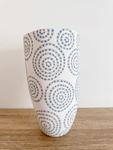 Waterholes Tall Vessel - White/Soft Blue