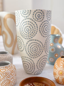 Waterholes Tall Vessel - White/Soft Blue