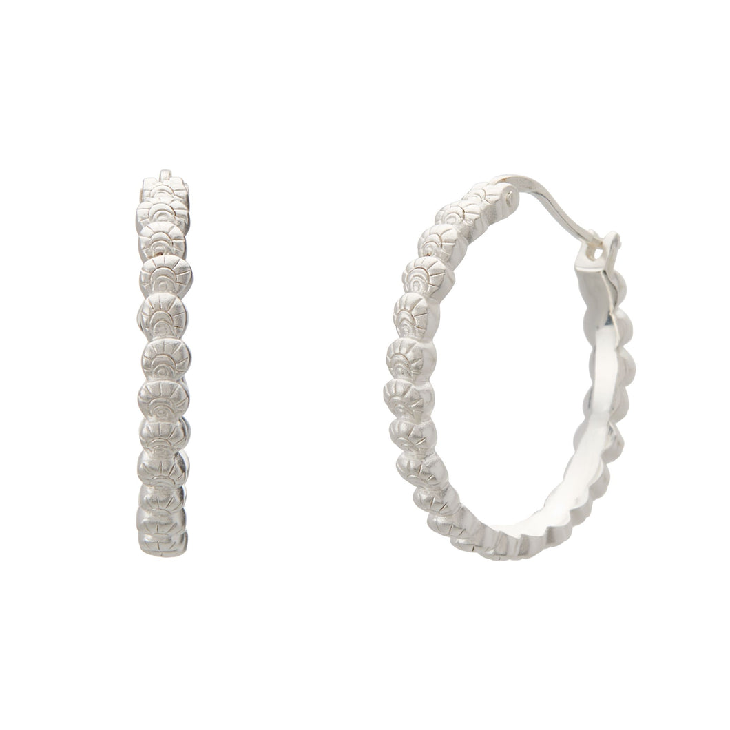 Soul Protector Medium Shell Hoop Earrings - SILVER