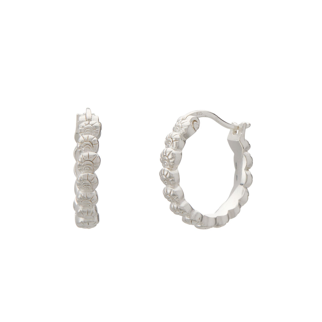Soul Protector Small Shell Hoop Earrings - SILVER