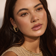 Load image into Gallery viewer, Soul Protector Medium Shell Hoop Earrings - GOLD
